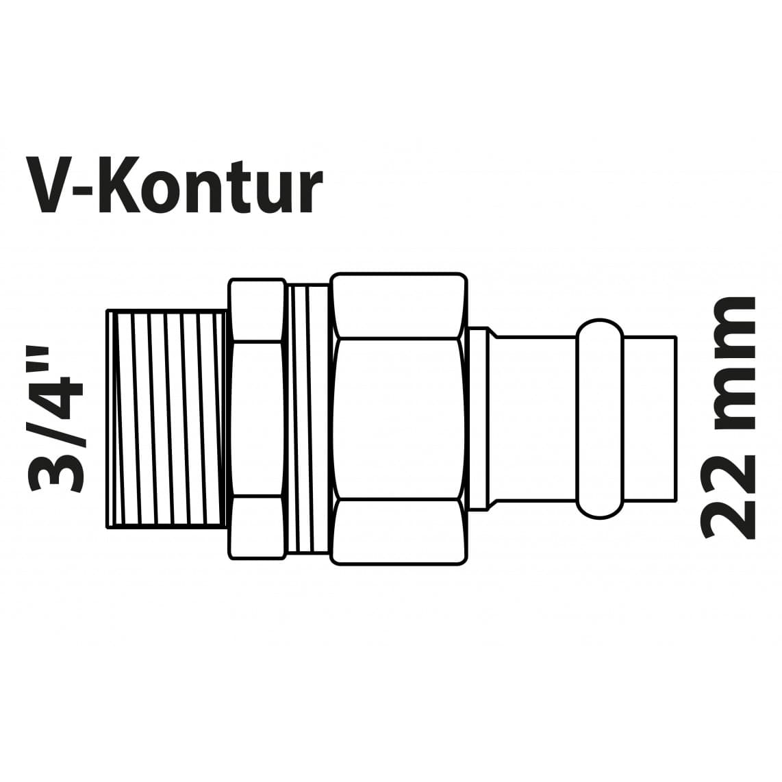 988627754 BR raccord à visser, vierge, 22 mm x 3/4" M, à joint plat, 1 manchon, (P4331g)