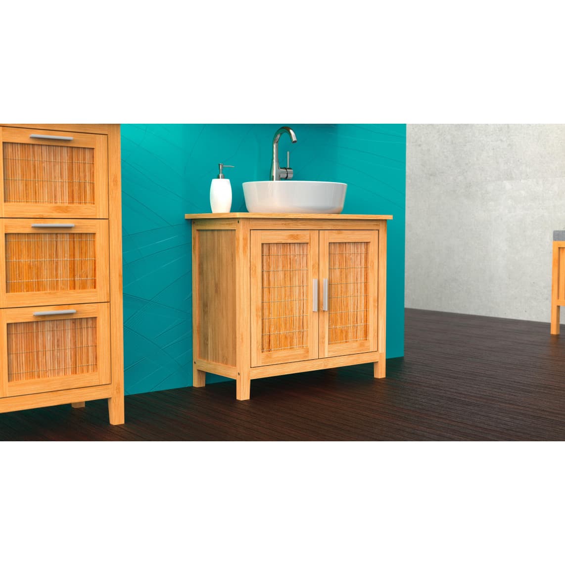 BMBA02-WTU Bambou meuble sous-lavabo