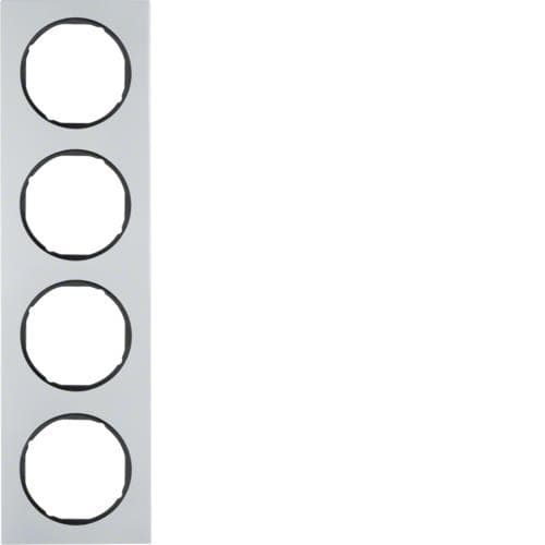 Plaque de recouvrement 4 postes Berker R.3 Alu / Noir