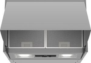 Hotte IQ100 Intégrable 60cm, Silver, 3 niveaux, 625m³ / h, 70dB, boutons-poussoirs, 2 PC, Led 3W E14