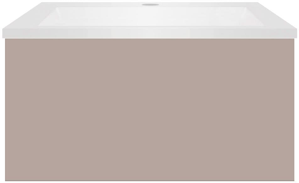 SOUS MEUBLE COFFEE 1 TIROIR 60 BASALTGRIJS+LAVABO EN MARBRE SYNTHETIQUE BLANC