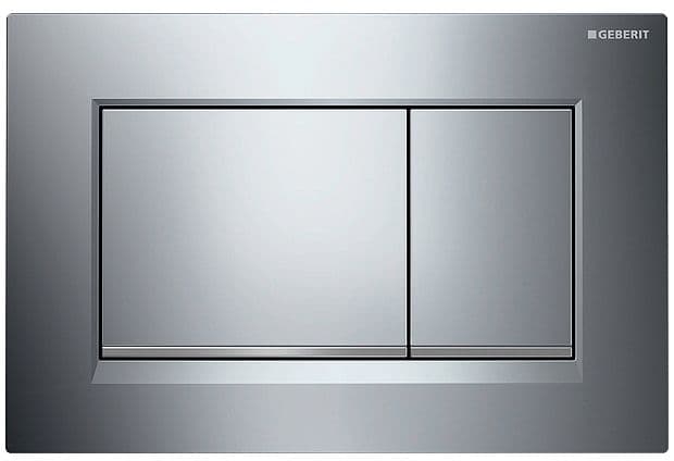 PLAQUE DE COMMANDE 2 TOUCHES SIGMA20 CARRE GEBERIT CHROME-BRILLANT AVEC BANDES DESING EN CHROMé MAT