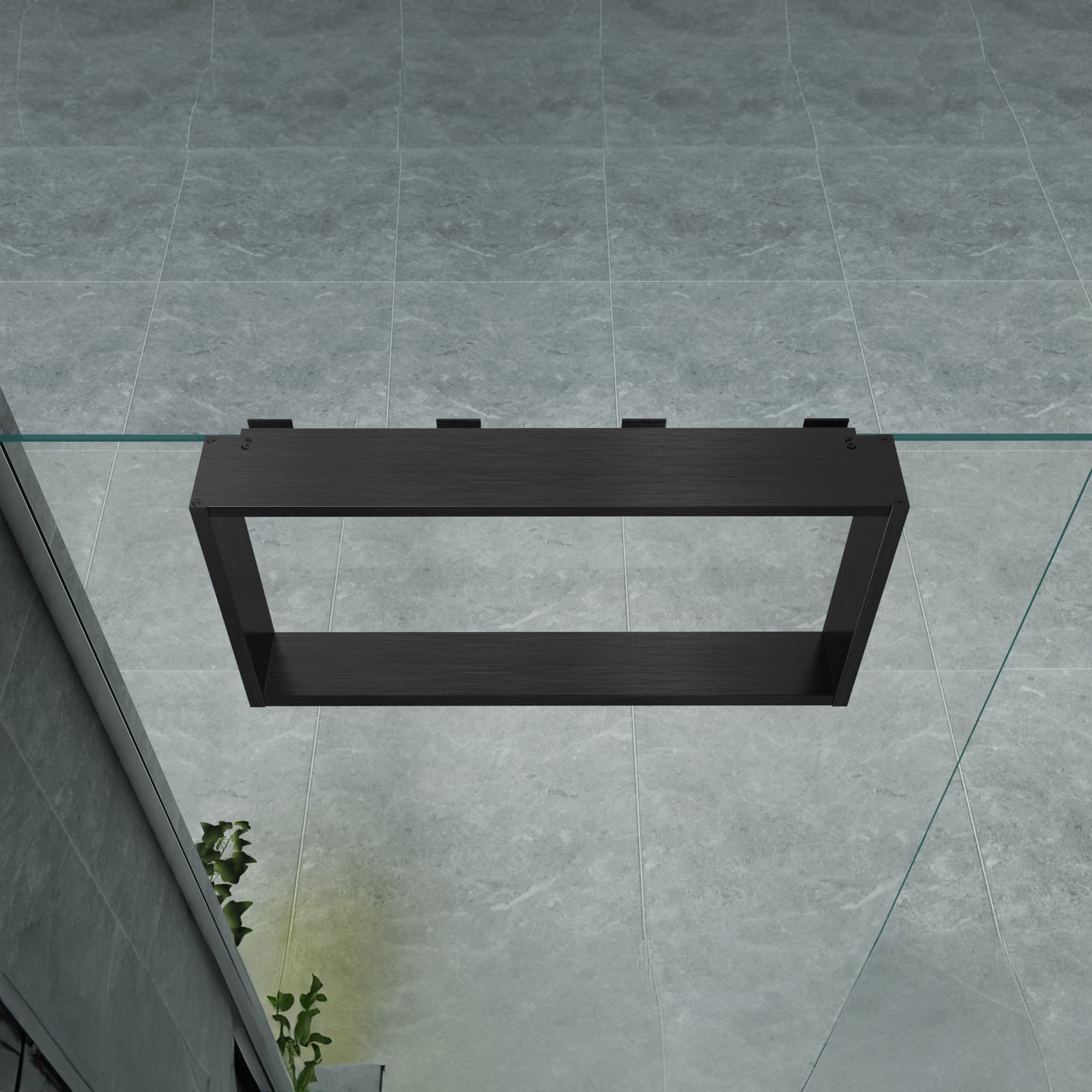 NICHE DE SURFACE POUR PAROI DE DOUCHE - 4 CROCHETS À SERVIETTES - ALUMINIUM - 60X30X8 CM - GUNMETAL