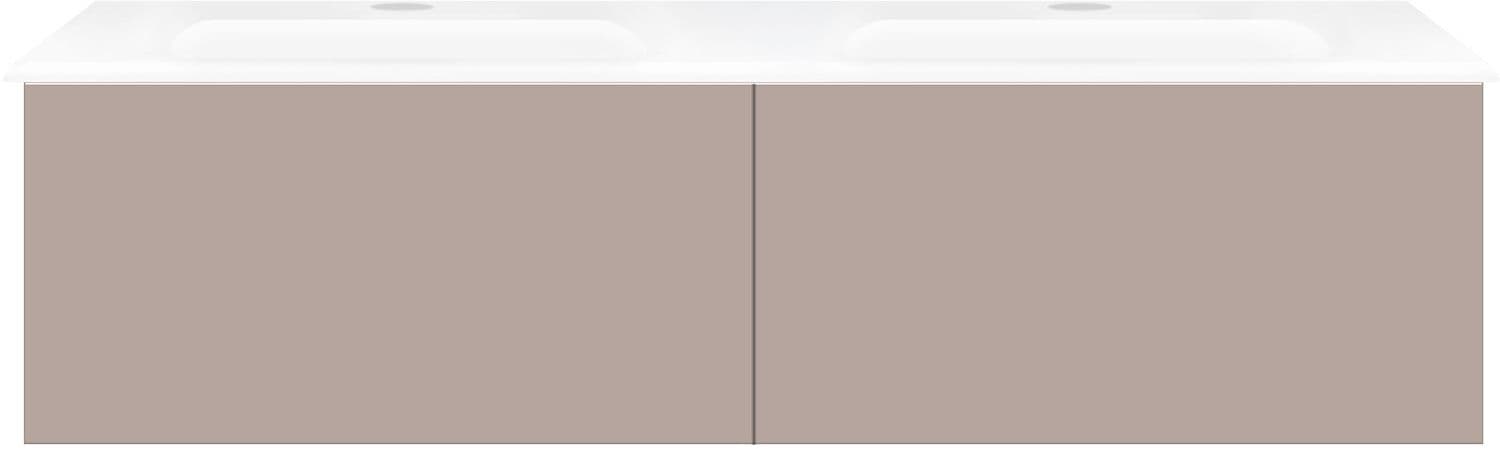 SOUS MEUBLE COFFEE 2 TIROIRS 120 DUO GRIS BASALTE MAT +DOUBLE LAVABO PORCELAINE BLANC