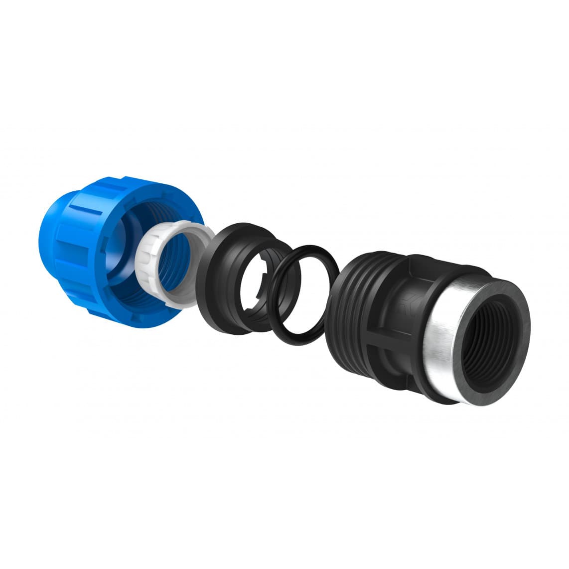 984843217 PP pièce intermédiaire, 25 mm x 3/4" F, raccord à serrer pour PEHD/socarex