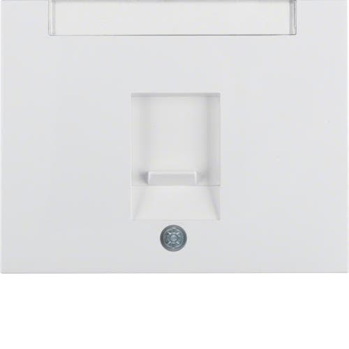 Enjoliveur avec 1 volet antipoussière et porte - étiquette Berker K.1 Blanc polaire, brillant