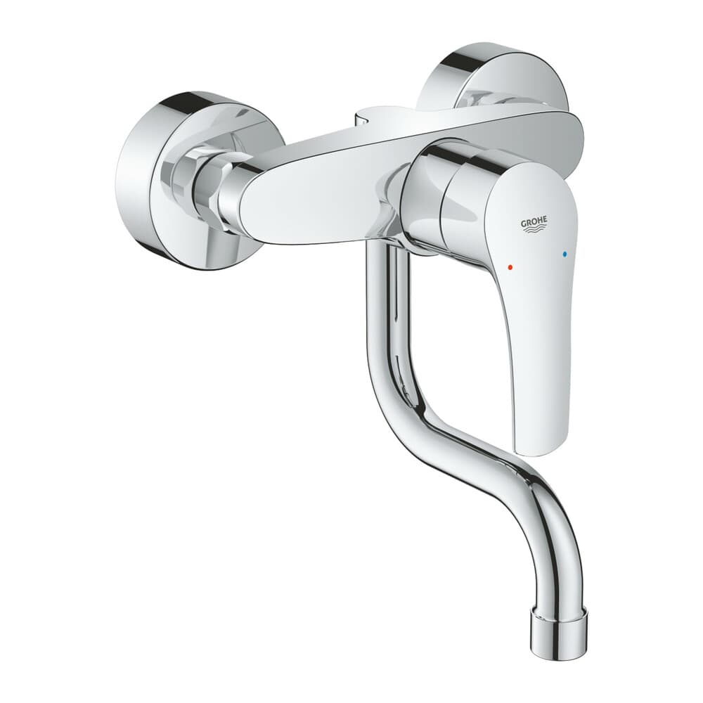 Grohe Eurosmart mitigeur évier mur StarLight SilkMove bec mobile chromé