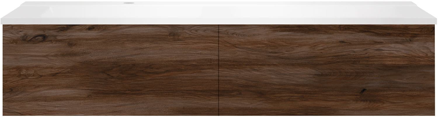 SOUS MEUBLE COFFEE 2 TIROIRS 140 NOYER DECOR VELOURS+LAVABO GAUCHE BLANC