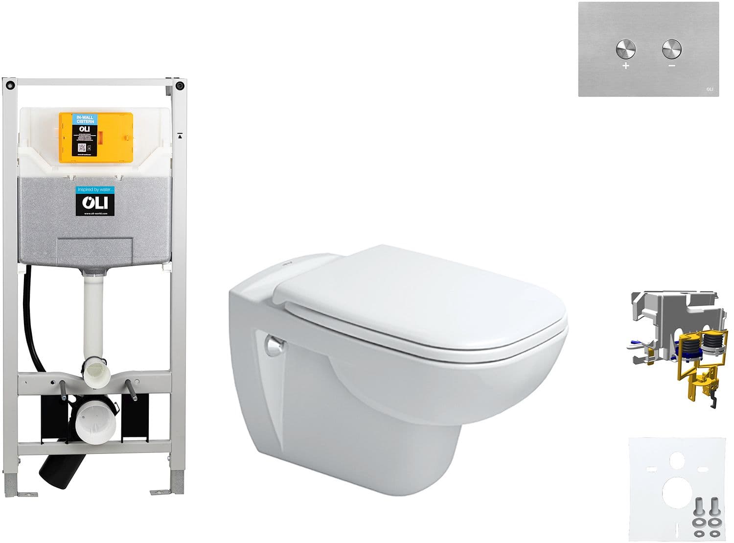 WALLFIX OLI WC SUSPENDU D-CODE DURAVIT CODE SOFT-CLOSE BLINK INOX