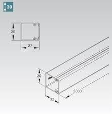 Goulotte hauteur 30 largeur 30mm longueur = 2m Gris