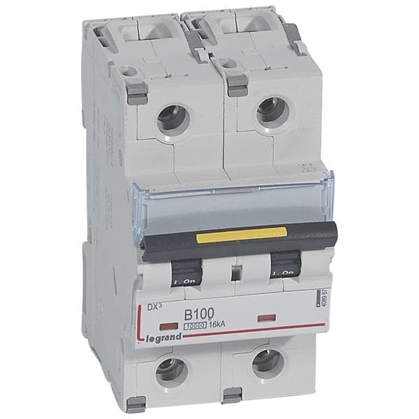 Disjoncteur DX³ 2 pôles courbe B 100A 230 / 400V - 10000A / 16kA - 3 modules