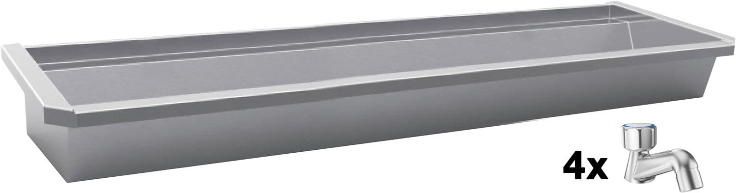 AUGE MURAL SANILAV INTERSAN 240CM INOX 4 ROBINETS D'EAU FROIDE A PIQUER