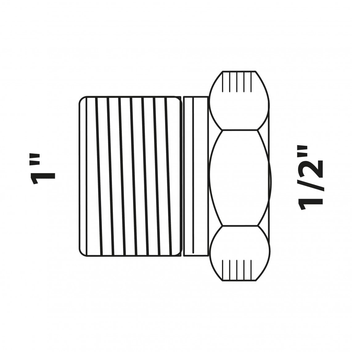 988949955 BR Réducteur, vierge, 1" M x 1/2" F, (3241)