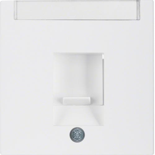 Enjoliveur avec 1 volet antipoussière et porte - étiquette Berker S.1 / B.3 / B.7 Blanc polaire, mat