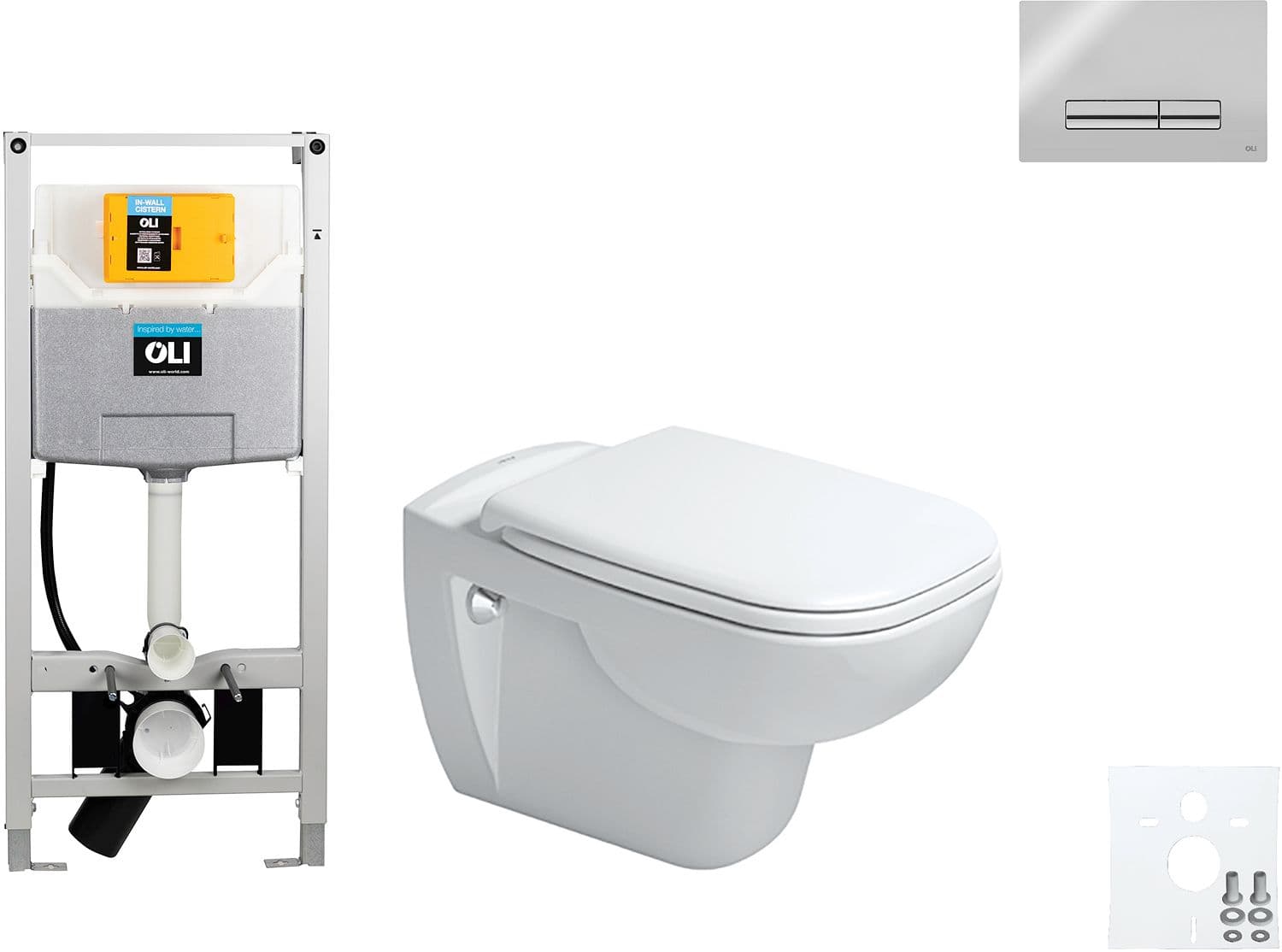 WALLFIX OLI WC SUSPENDU D-CODE DURAVIT CODE SOFT-CLOSE GLAM BRILLANT CHROME