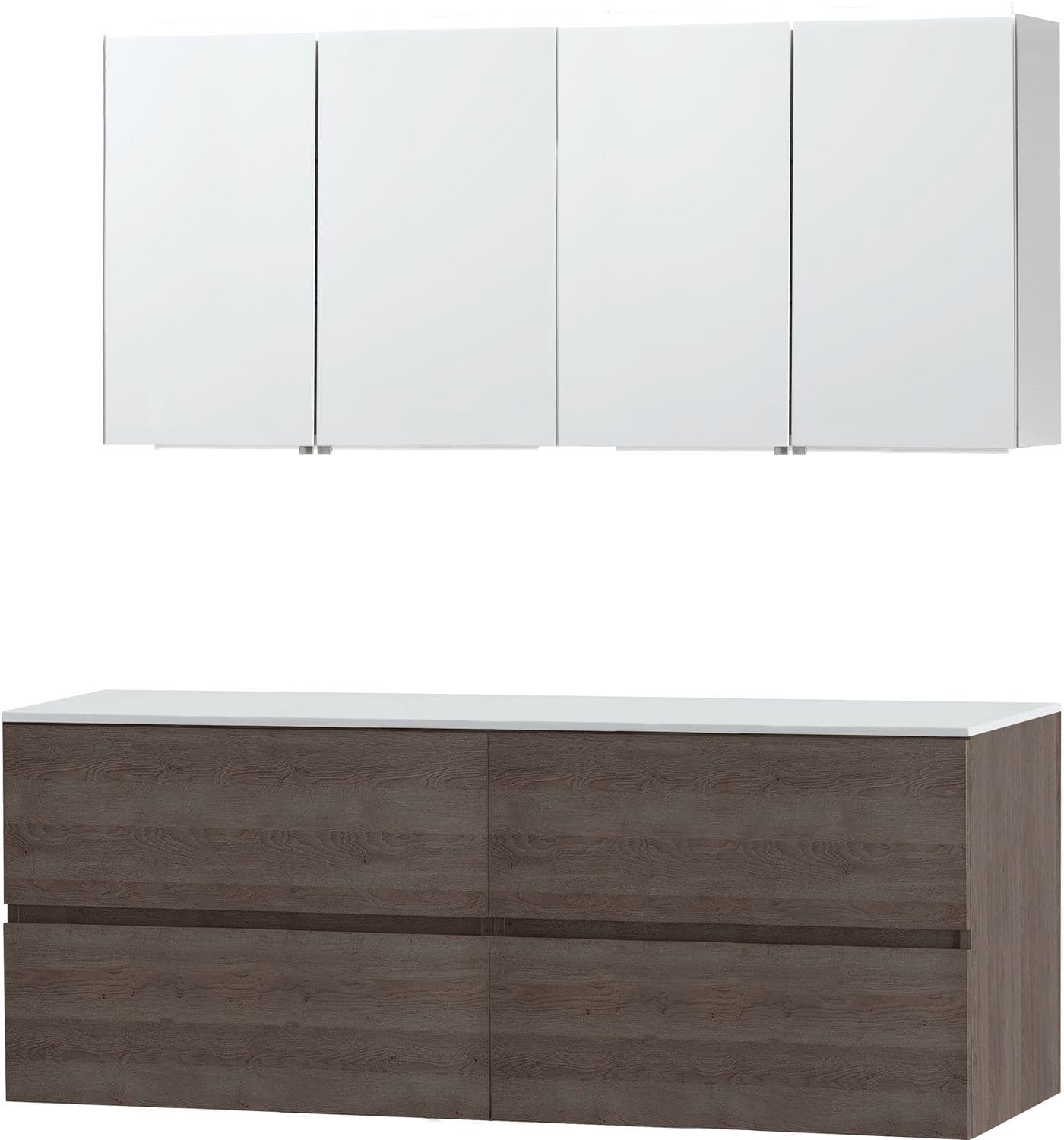 MEUBLE MOLTO CHENE GRIS 160 POUR LAVABO A POSER SOLID ARMOIRE TOILETTE