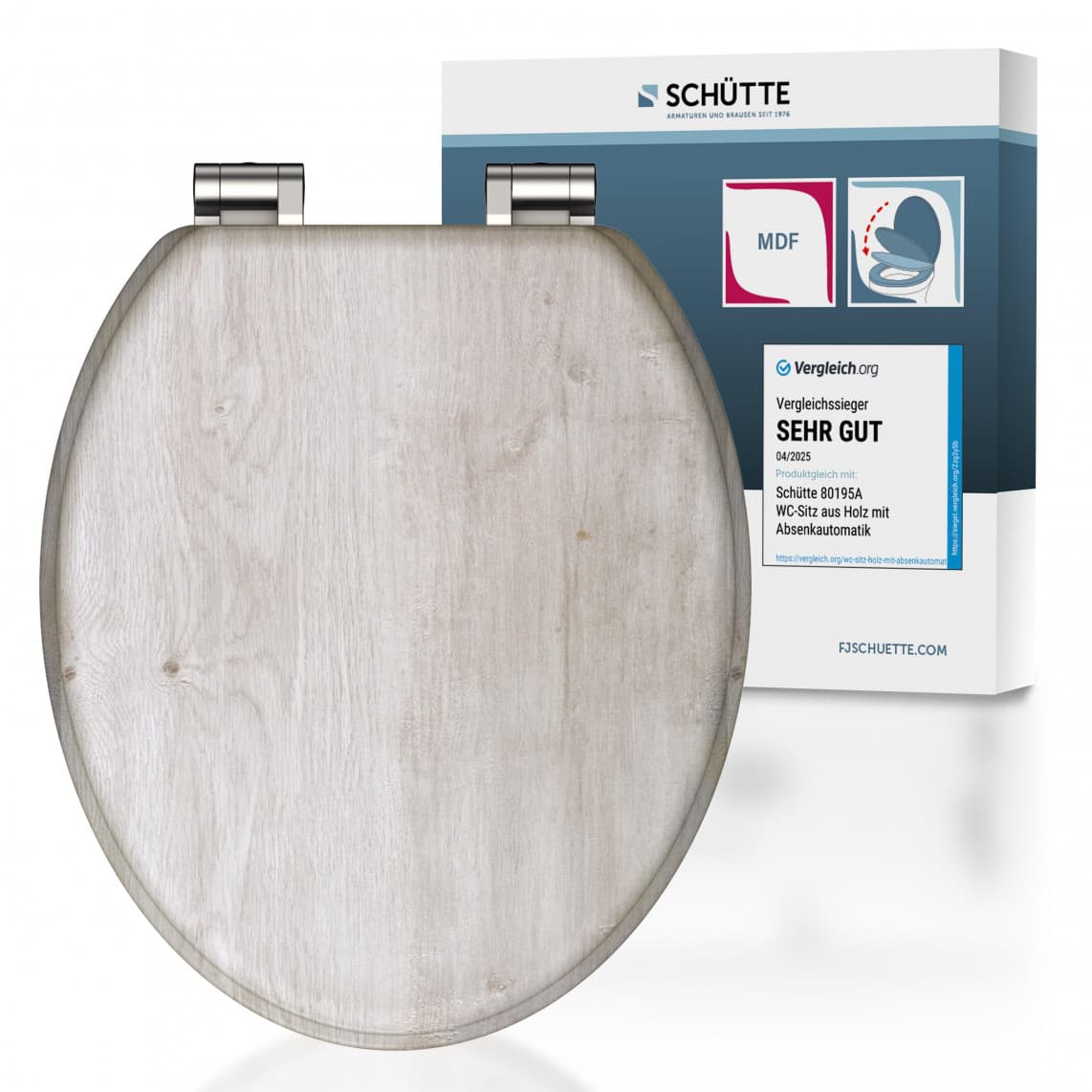 80192 abattant WC en MDF LIGHT WOOD, avec frein de chute