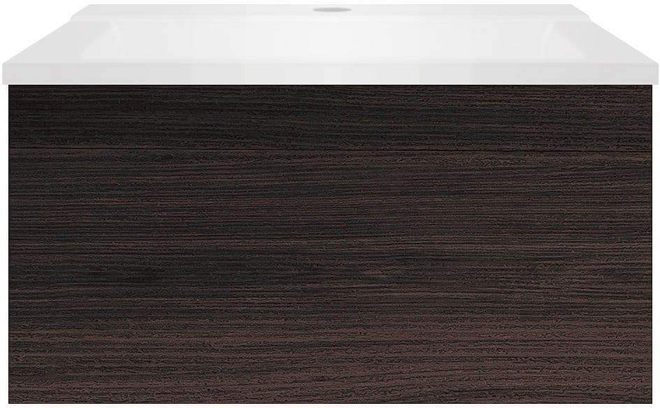 SOUS MEUBLE COFFEE 1 TIROIR 60 CHENE DECOR MOKKA+LAVABO BLANC MAT