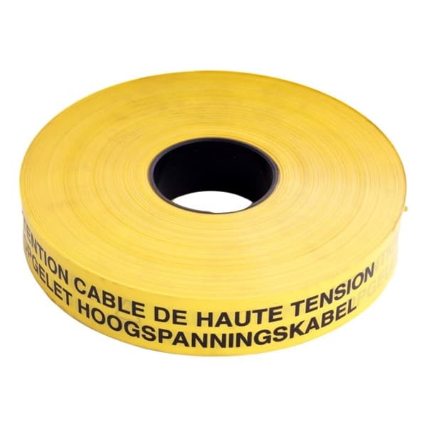 Ruban avertisseur 0,15mm x 40mm x 250m Jaune / Noir 'attention câble HT'