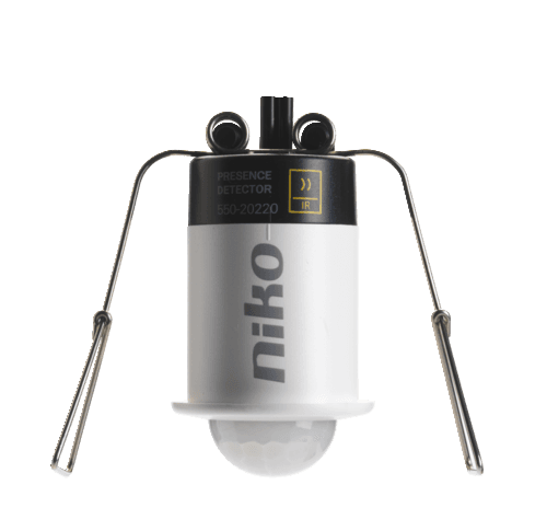 Détecteur de présence, Niko Home Control, 9,5 m, IP65, mini, pour montage encastré, couleur blanc & noir