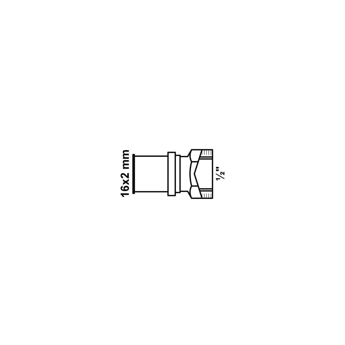 988713155 LT pièce intermédiaire, vierge, 16 mm x 1/2" F, raccord à sertir pour tube multicouche