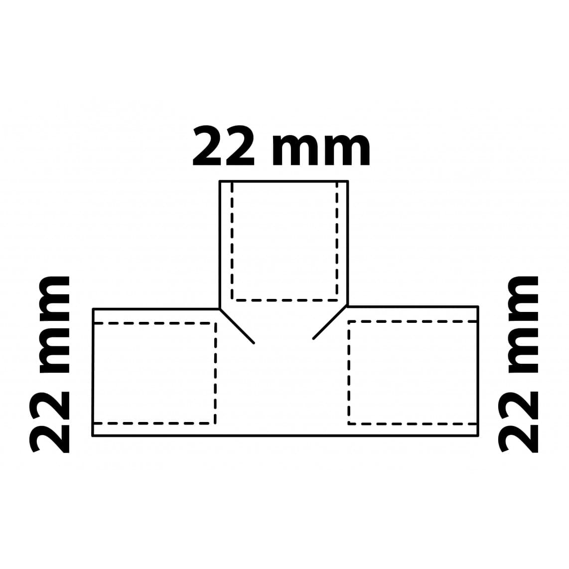 989045055 CU pièce en T, vierge, 22 mm, 3 manchons, (5130)