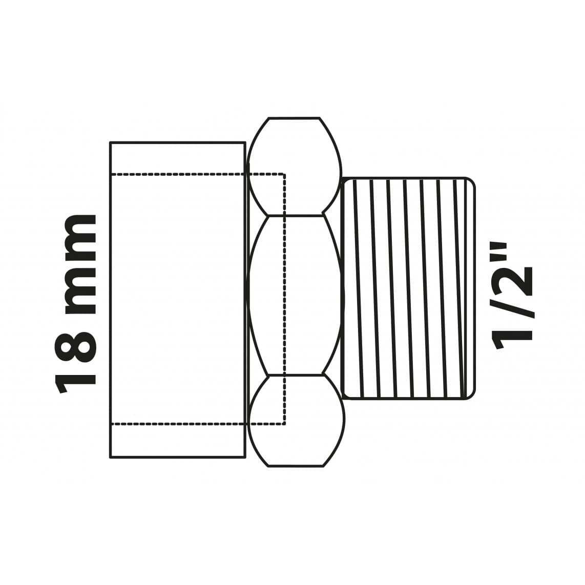 989083017 BR Mamelon de transition, vierge, 18 mm x 1/2" M, 1 manchon (4243g)