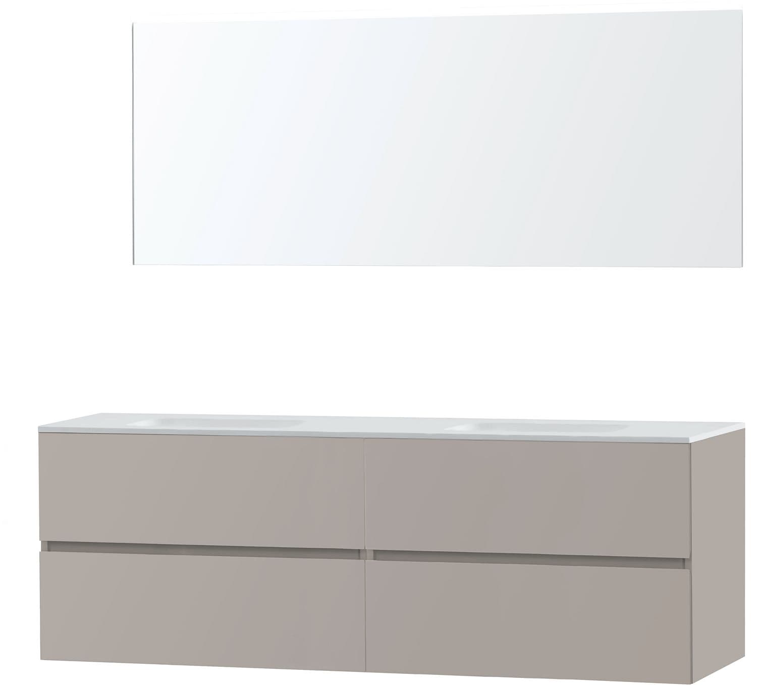 MEUBLE MOLTO POUDRE GRIS 180 2 LAVABO SOLID MIROIR