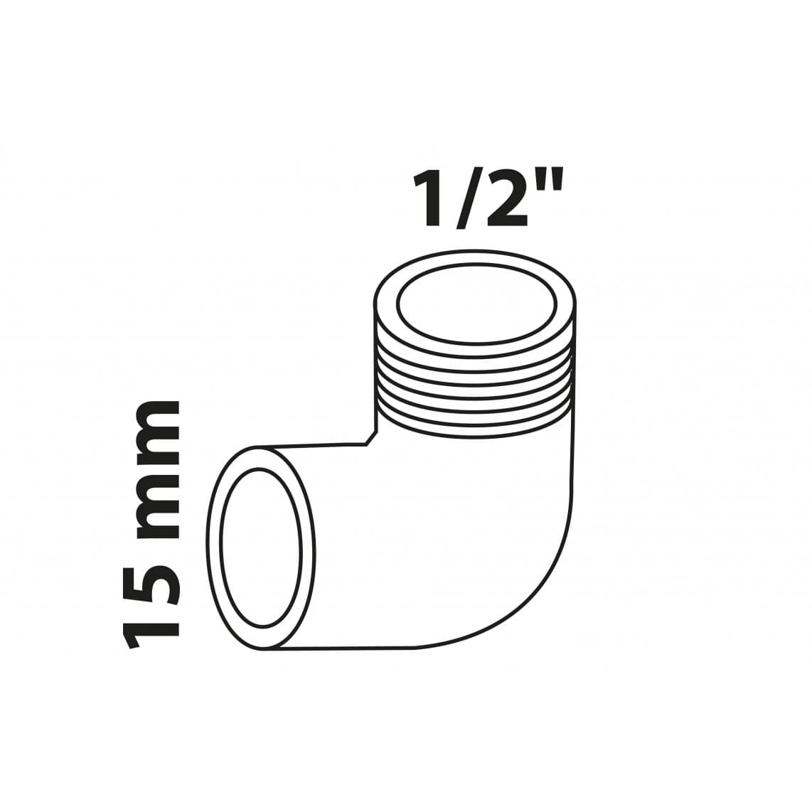 989211017 BR coude 90°, vierge, 15 mm x 1/2" M, 1 manchon (4092g)