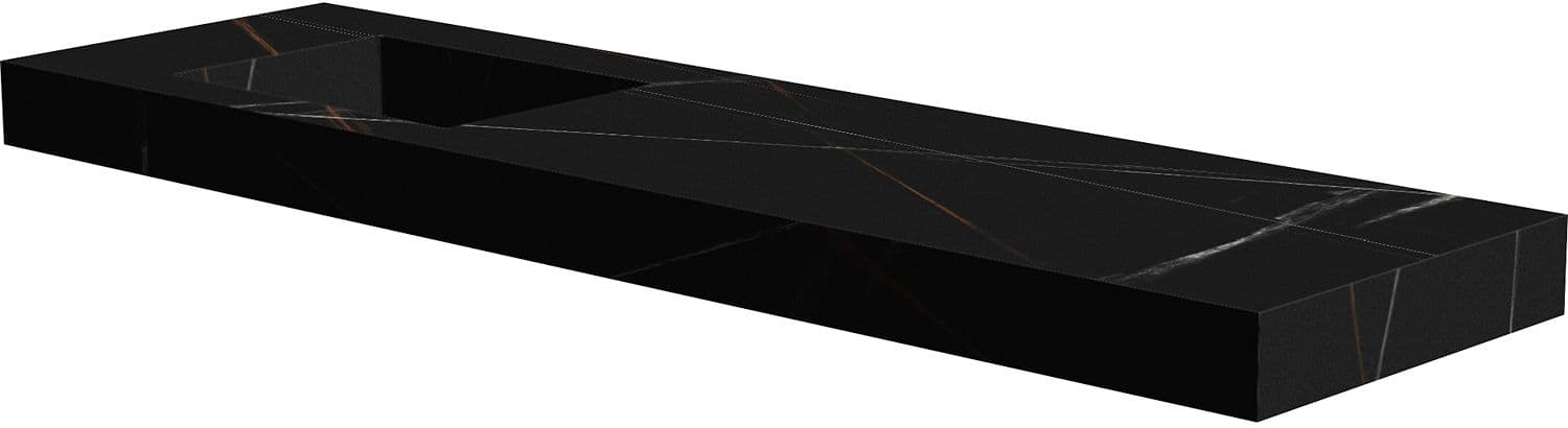 TABLET MARBRE CERAMIQUE PURO LAVABO S GAUCHE L180 H10 SANS TROU ROBINET BAMBOO BLACK