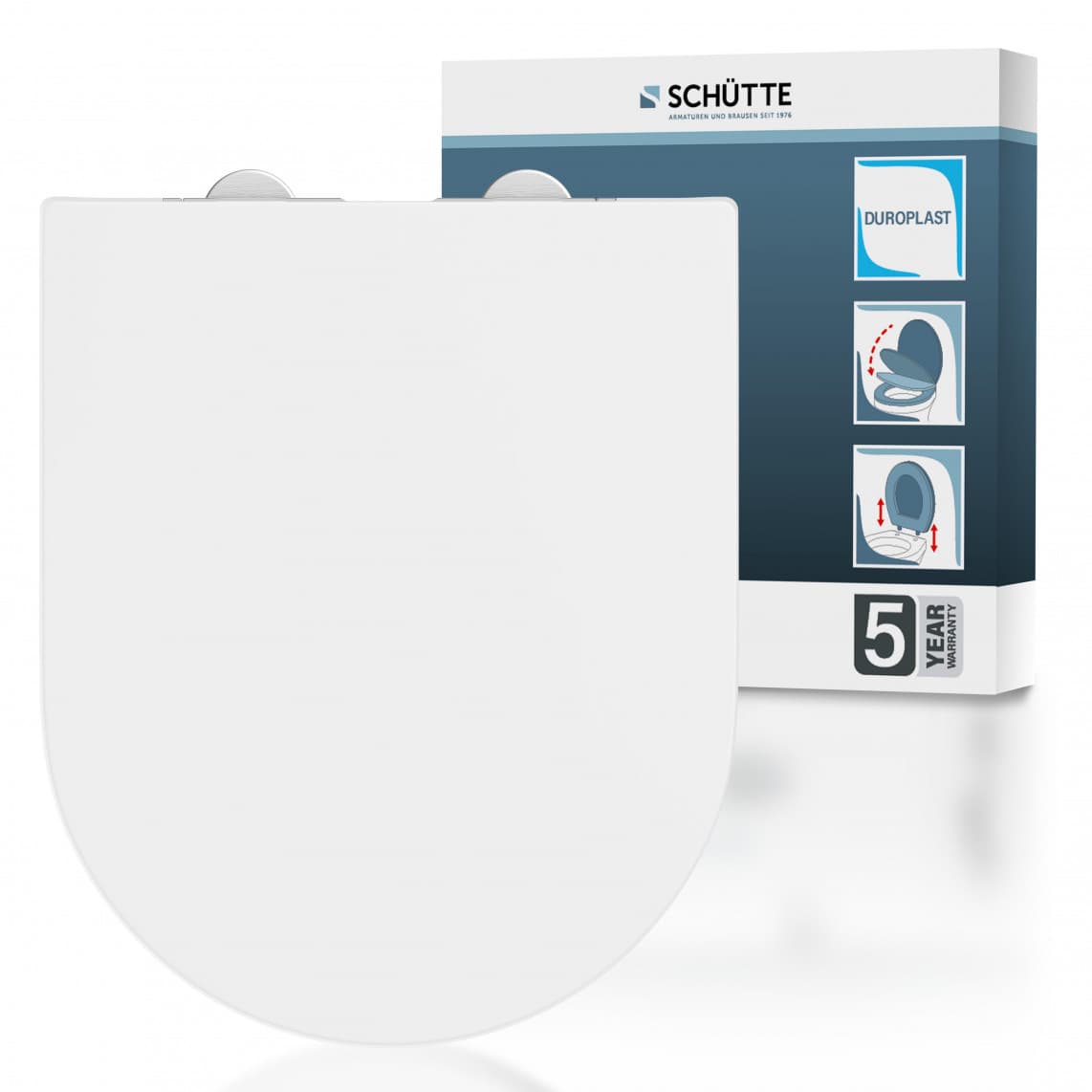 82610 Duroplast Toilet seat D-shape WHITE, PREMIUM, with soft close