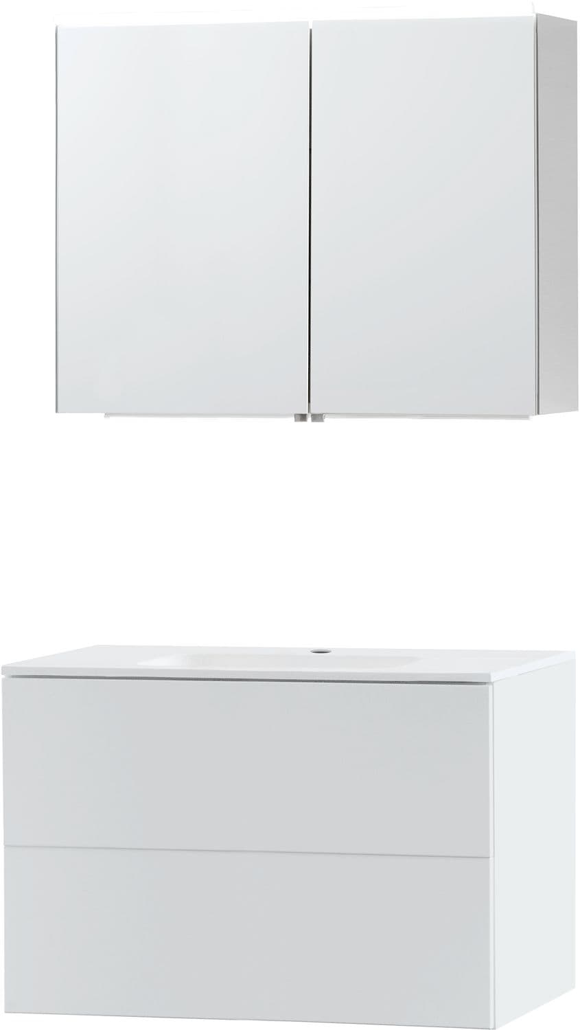 MEUBLE PURO SOLO BLANC 90 MARBRE SYNTHETIQUE ARMOIRE TOILLETTE