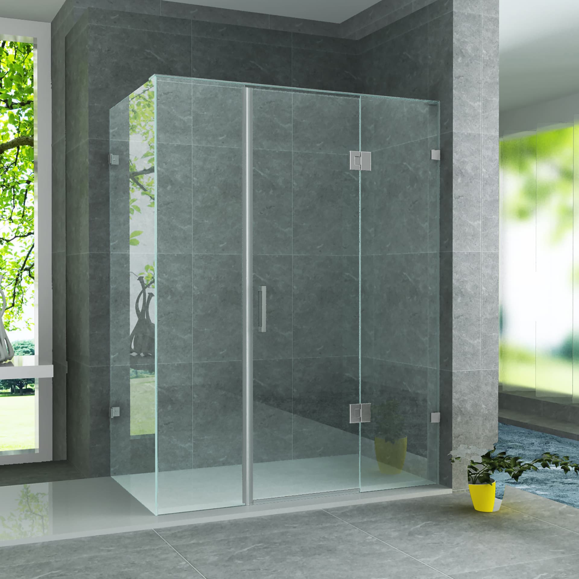 ALONI cabine de douche – porte pivotante et paroi latérale - 900X1200X1950MM - chrome-verre clair VG-CR99F-90120