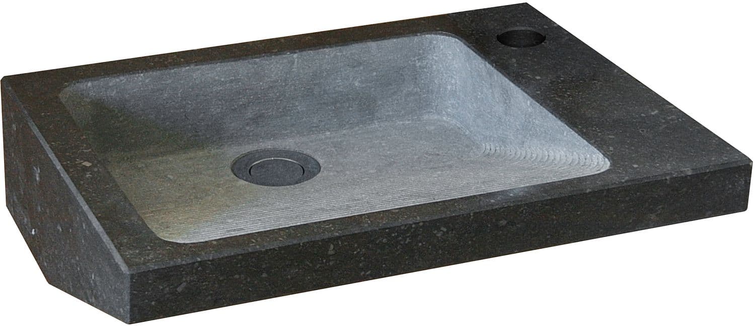 LAVE-MAINS LINEA AVEC SUSPENSION + CREPINE 40CM PIERRE BLEUE SANS TROU ROBINET