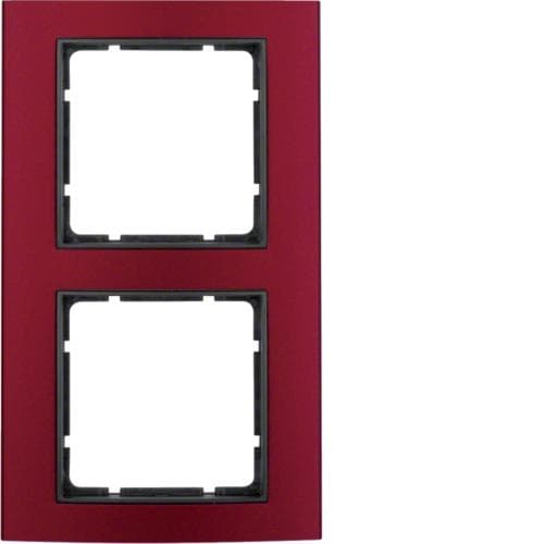 Plaque de recouvrement 2 postes Berker B.3 Alu, Rouge / Anthracite