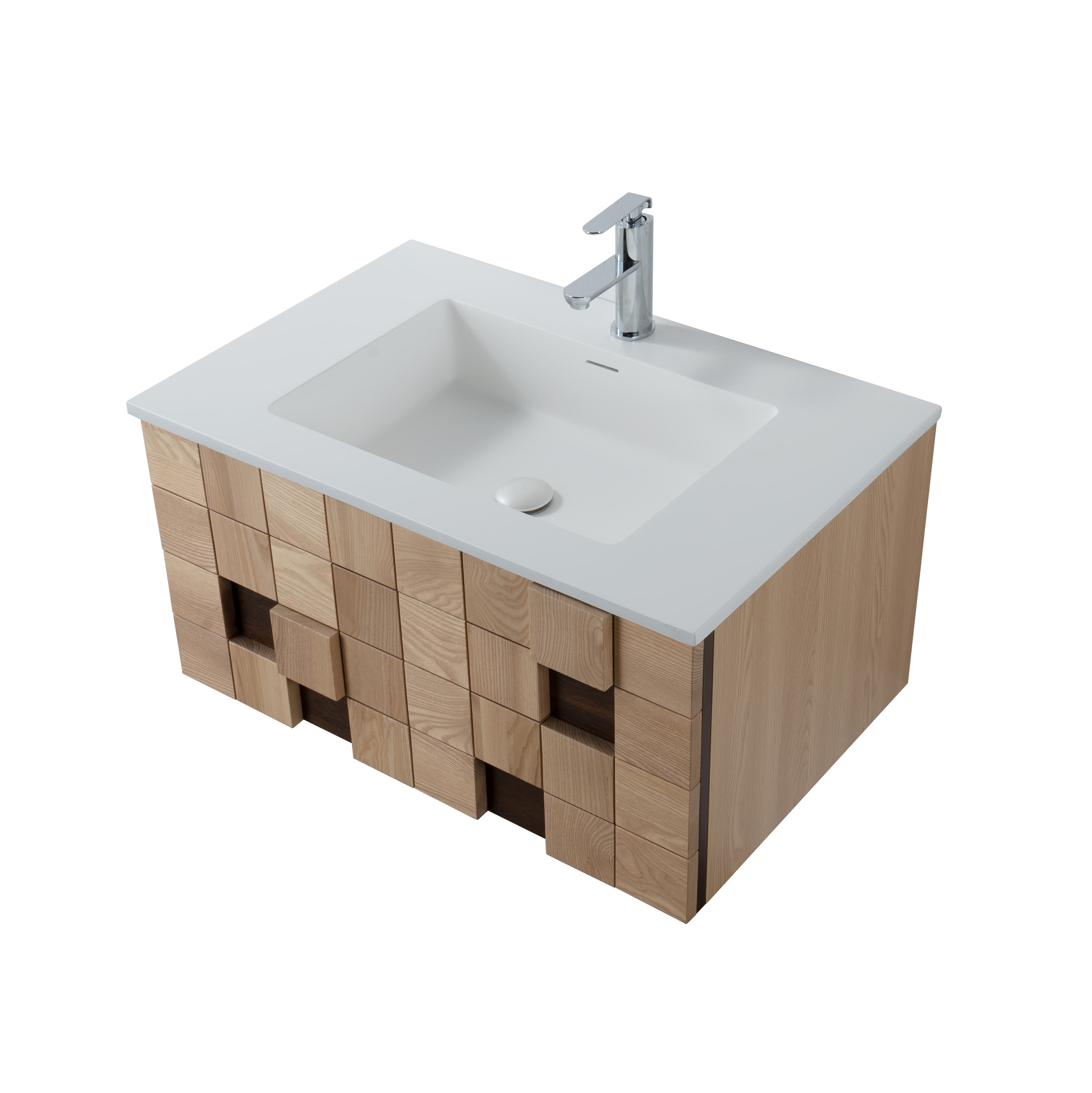 Mimoza meuble sous-vasque - 1 tiroir - sans Poignée - soft close – 79X40X52 cm - chêne clair