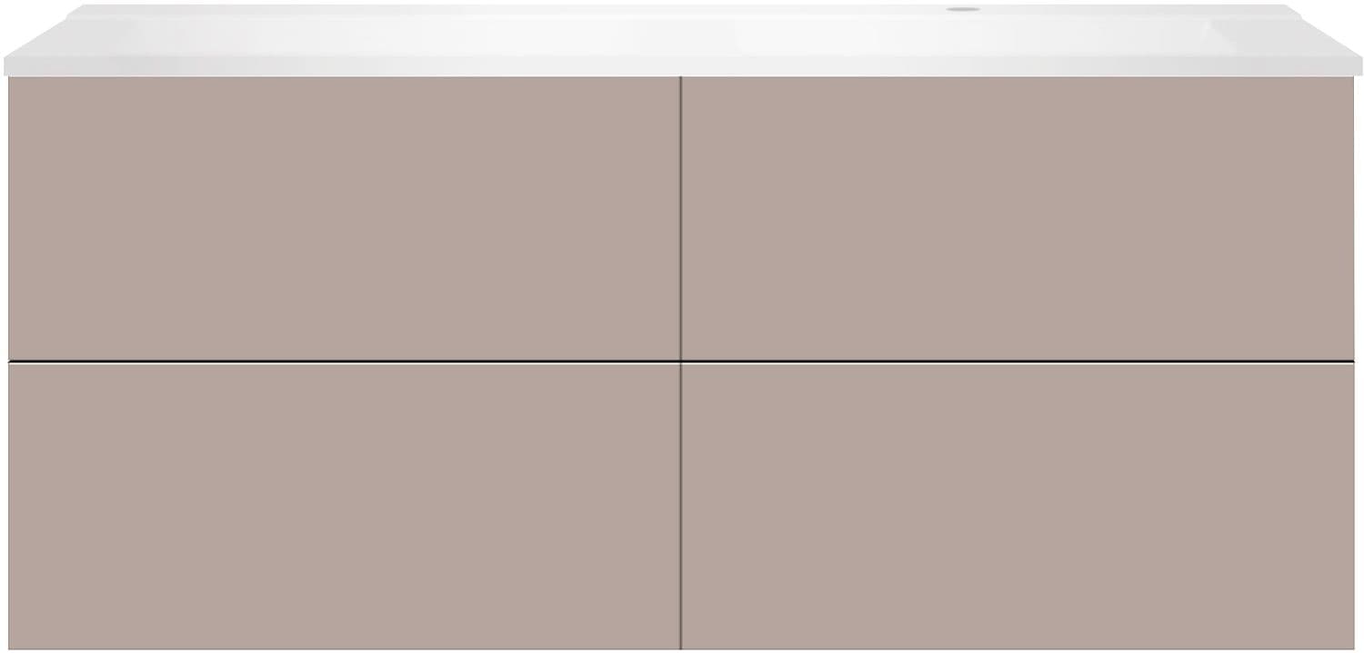 SOUS MEUBLE COFFEE 4 TIROIRS 140 MAT BASALTGRIJS+LAVABO DROITE BLANC MAT