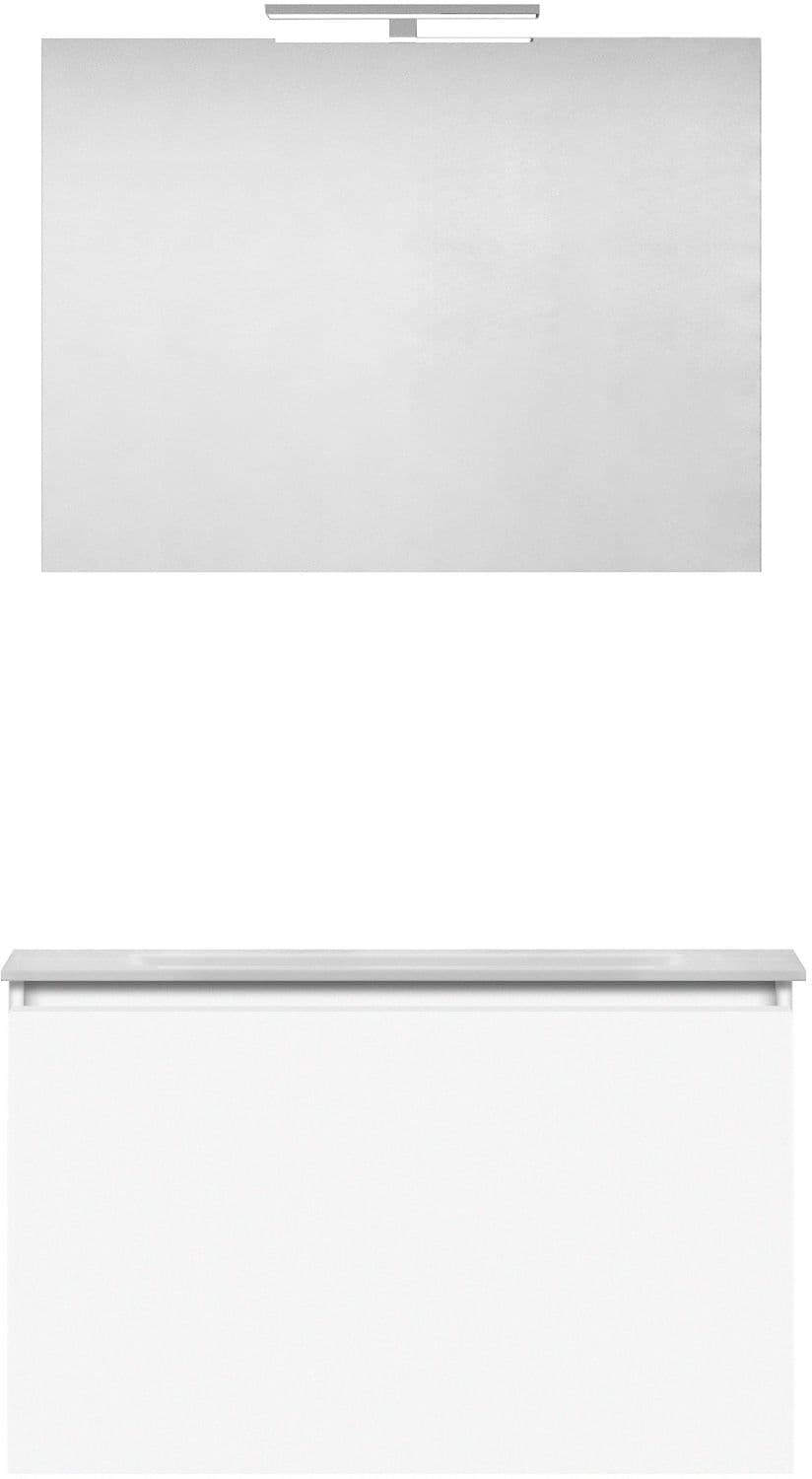 MEUBLE FORM 80CM SOLO 1 TIROIR MARBRE DE SYNTHESE +MIROIR BLANC
