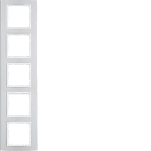 Plaque de recouvrement 5 postes Berker B.3 Alu, Alu / Blanc polaire