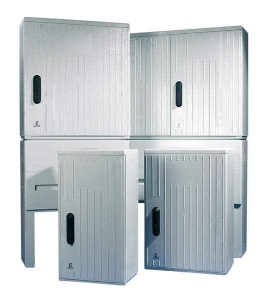 Armoire de trottoir Din00-  850 / 320 - Ral 7035, porte rayée LSOH