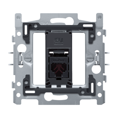 1 connexion RJ11 UTP, modèle plat, y compris cadre de montage 60 x 71 mm avec fixation par griffes