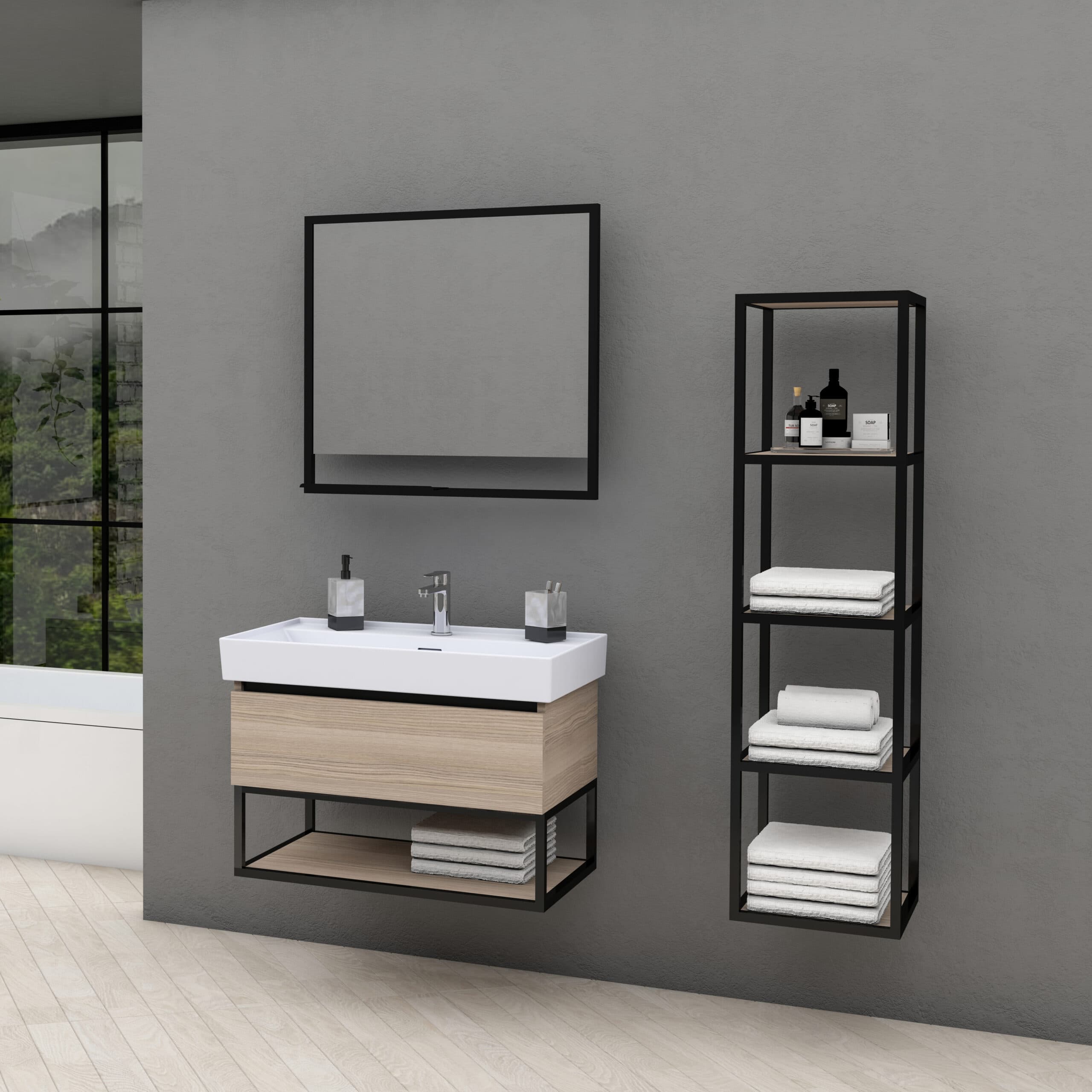 ALONI sharp Meuble sous-plan (80CM) - noisette