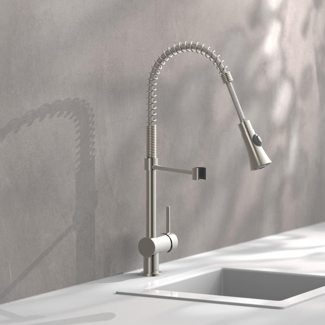 79195 CORNWALL Sink mixer low pressure, stainless steel look, with spiral spring