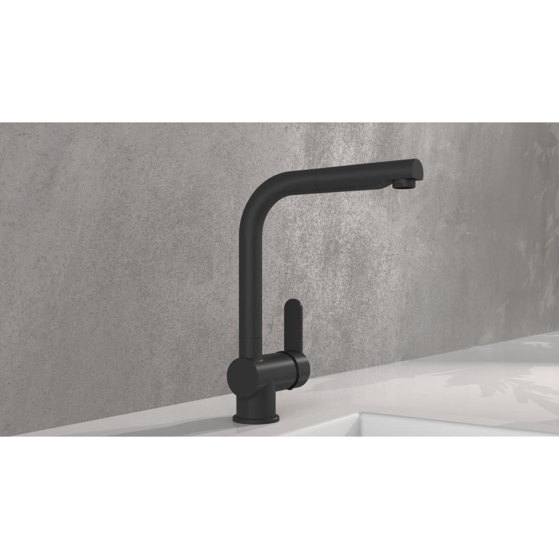 79760 LONDON Sink mixer, black matt, with pull-out spout