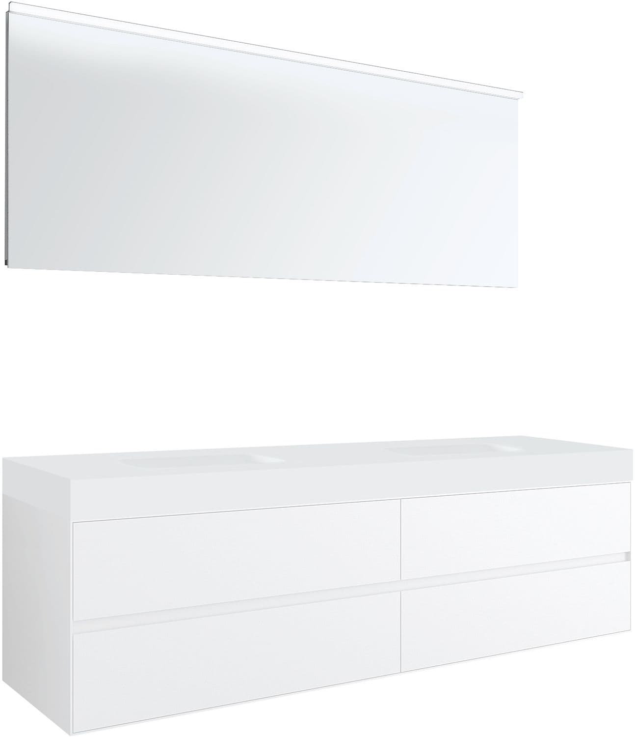 MEUBLE 4 TIROIRS POUR TABLET PURO 2 LAVABO TENSO 180CM BLANC AVEC MIROIR