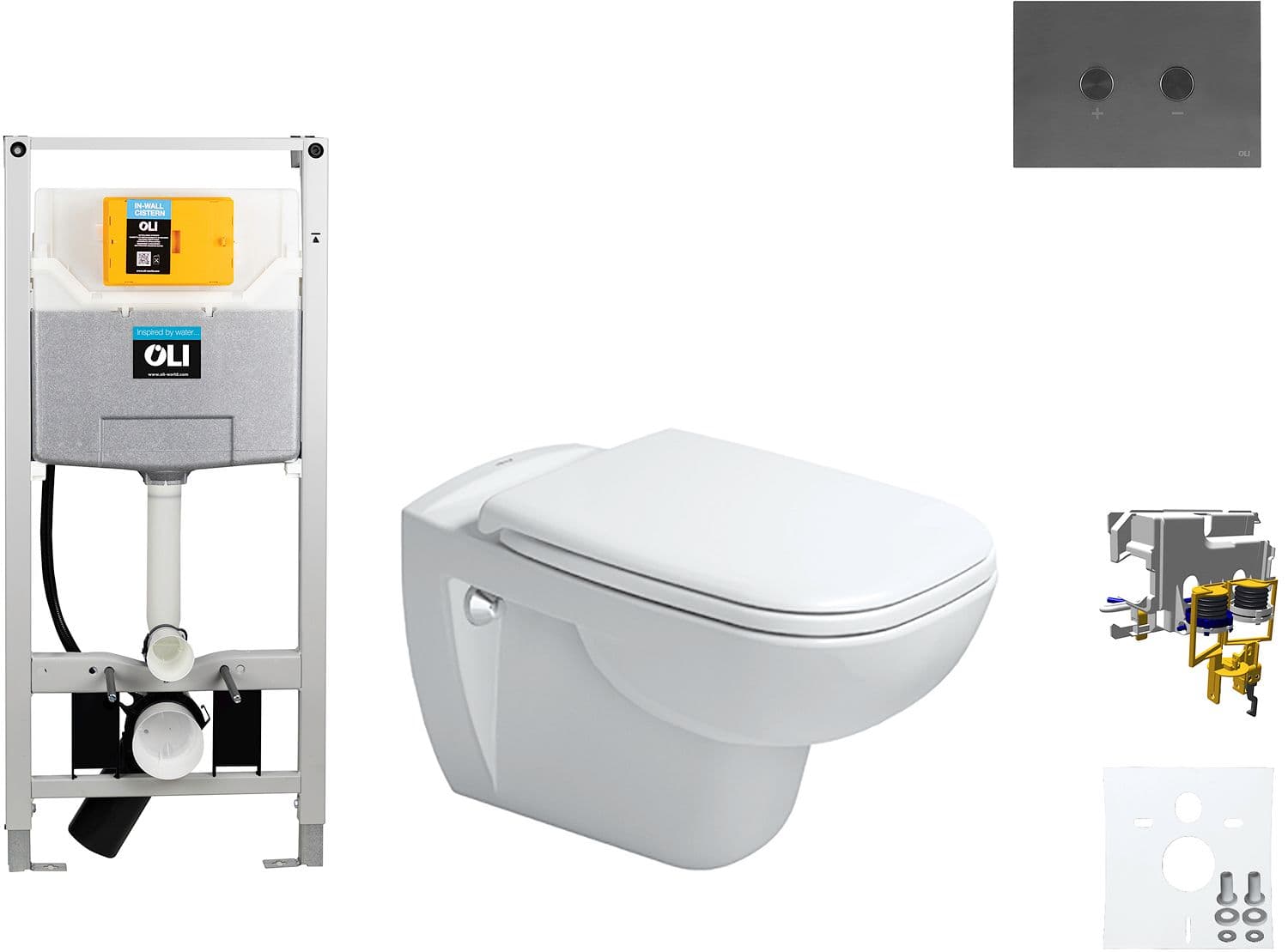 WALLFIX OLI WC SUSPENDU D-CODE DURAVIT CODE SOFT-CLOSE BLINK GUN METAL