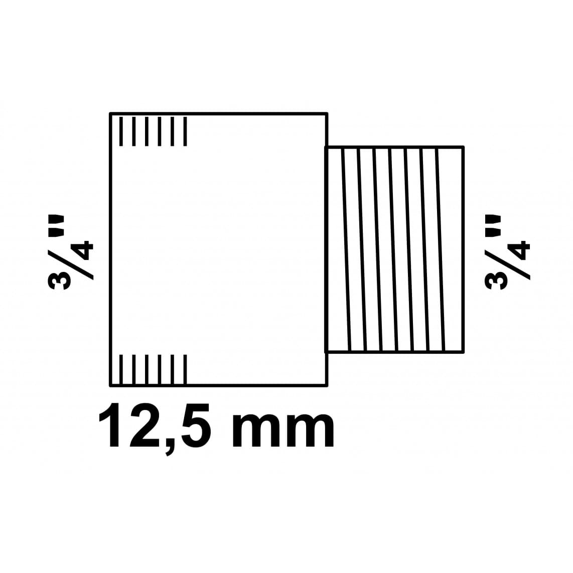 989327155 Tap extension, brass, 3/4" male x 12,5 mm