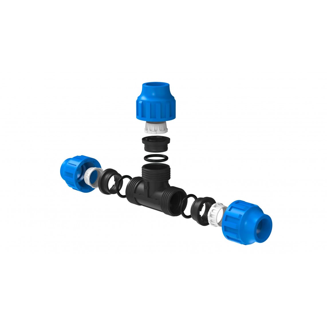 984844317 PP pièce en T, 32 mm, raccord à serrer pour PEHD/socarex