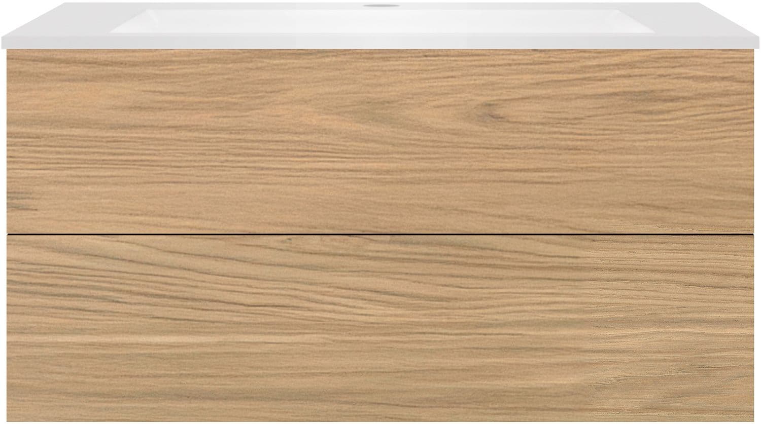 SOUS MEUBLE COFFEE 2 TIROIRS 120 CHENE CLASSIQUE +LAVABO EN MARBRE SYNTHETIQUE BLANC MAT