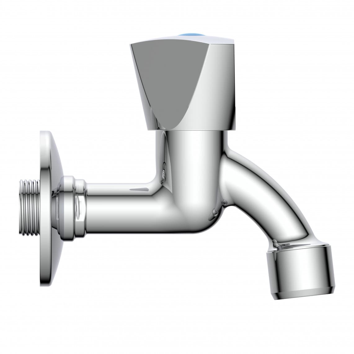 986031148 Outlet valve with dome handle, brass, chrome, 1/2" male x M22